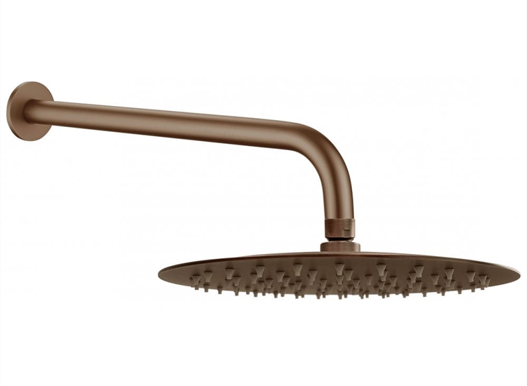 Tuscany Round Fixed Shower Head & Wall Arm - Brushed Bronze