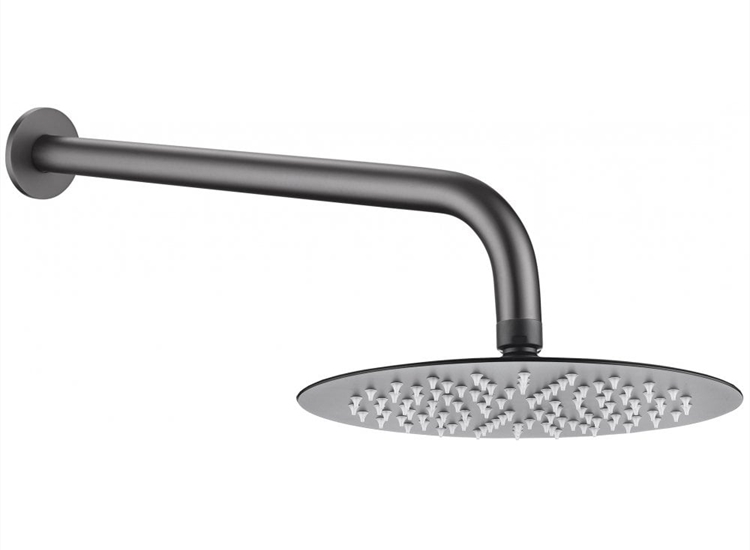 Tuscany Round Fixed Shower Head & Wall Arm - Gunmetal Grey