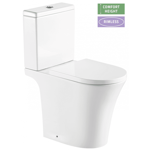 Rimini Rimless Comfort Height Open Back WC including Soft Close Seat