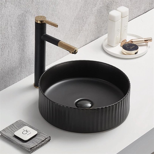 Aveiro 360mm Round Black Ceramic Vanity Basin