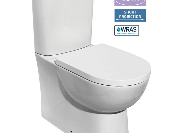 Estoril Tall Rimless Closed Sided WC including Soft Close Seat