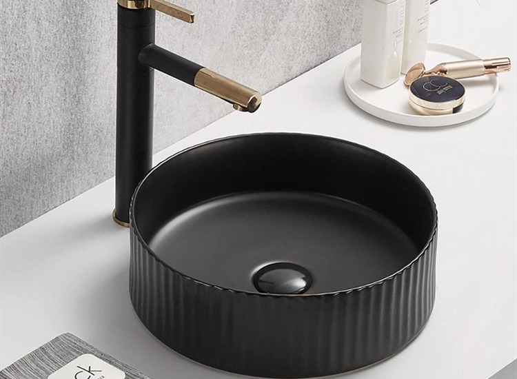 Aveiro 360mm Round Black Ceramic Vanity Basin