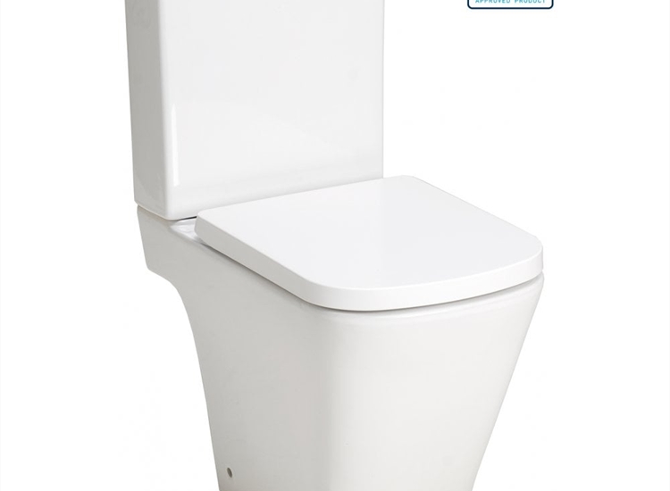 Kansas Rimless Close Coupled Open Sided WC, including Soft Close Seat