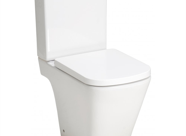 Kansas Rimless Close Coupled Open Sided WC, including Soft Close Seat