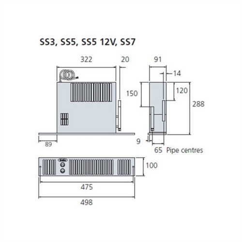 Smiths SS3 Space Saver c/w Brushed Steel Grille(No Hoses)