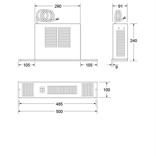 Smiths Space Saver SS2E 1kW/2kW Electric Plinth Heater Stainless Steel HPSS10070