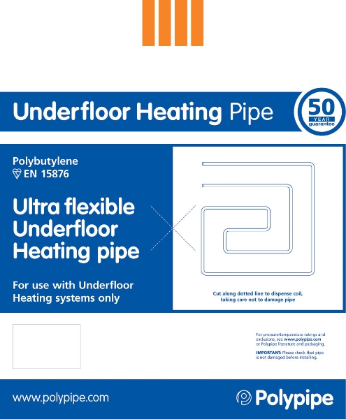 Polypipe Underfloor Heating 15mm x 80m Pipe Coil