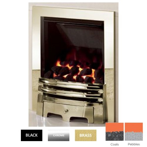 Crystal Diamond Inset Gas Fire Coal MC Brass Frame/Grace Fret