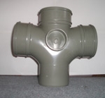 110MM DOUBLE BRANCH - TRIPLE SOCKET - 87 1/2 DEGREE (SOLVENT GREY)