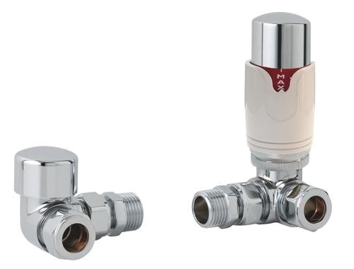 Eastbrook Thermostatic Corner TRV and Lockshield Valves 15mm