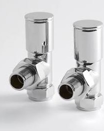 Solid Chrome Angled Radiator Valve Pair