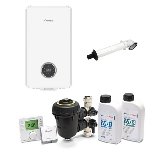 Worcester Greenstar 8000+ 32kW Combi Boiler with Greenstar System Pack 1 Comfort+ II RF & Horizontal Flue