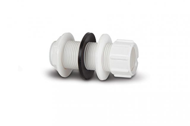 Polypipe Overflow System - Straight Tank Connector Solvent White - VP49