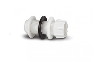 Polypipe Overflow System - Straight Tank Connector Solvent White - VP49